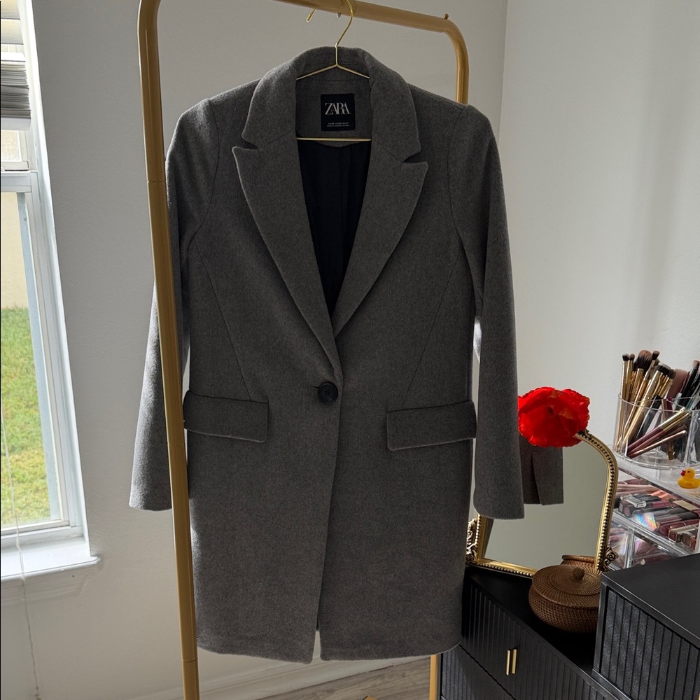 Zara Women's Charcoal Blazer Coat